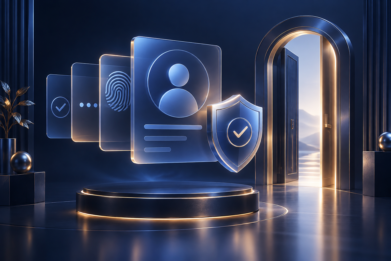 Secure account registration and identity-check illustration.